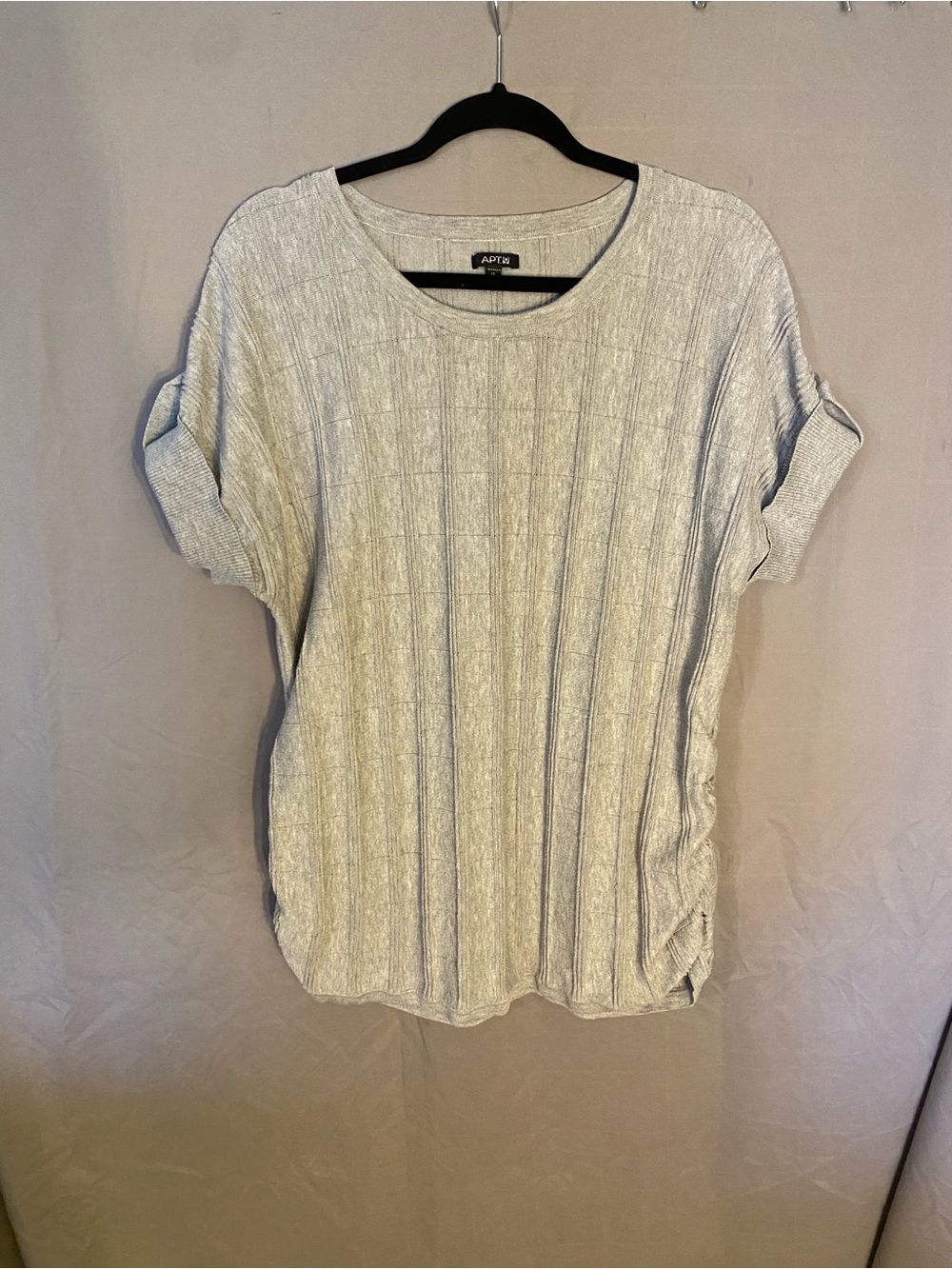 Apt. 9 Grey Ribbed Short Sleeve Scoop Neck Sweater